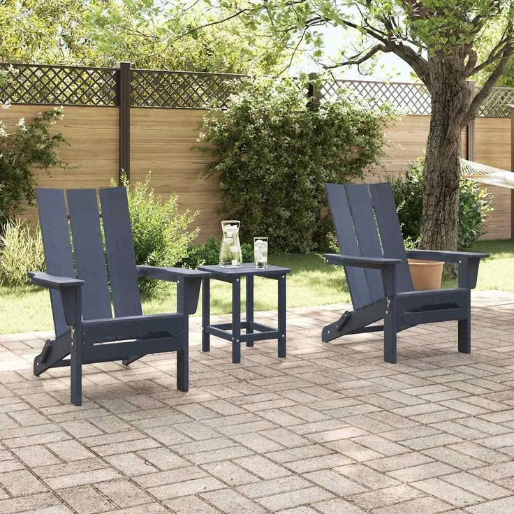 vidaXL Gartenstuhl 2 pcs Marineblau 80,5 x 74,5 x 92 cm Polyethylen 3335819 – Bild 2