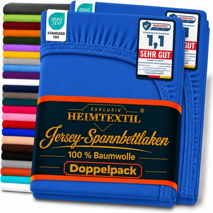 Jersey Spannbettlaken Doppelpack 60 x 120 - 70 x 140 cm Royalblau – Bild 1