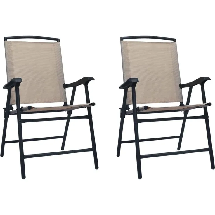 vidaXL Klappbare Gartenstühle 2 Stk. Textilene Taupe 47925