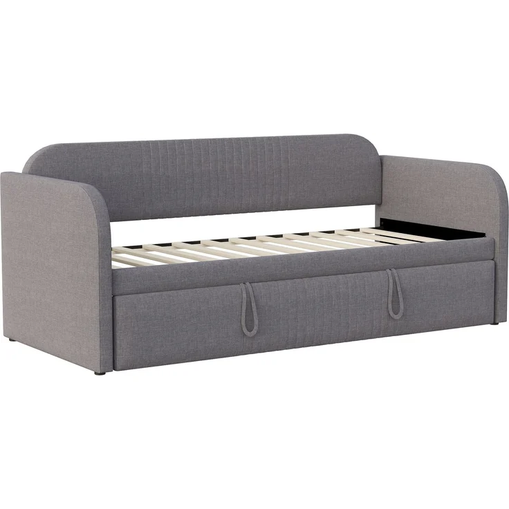 Verlängerbares Schlafsofa 90/180x190 cm mit Leinenbezug, hydraulischem Auszug, Lattenrost, vielseitigem Design,Grau – Bild 9