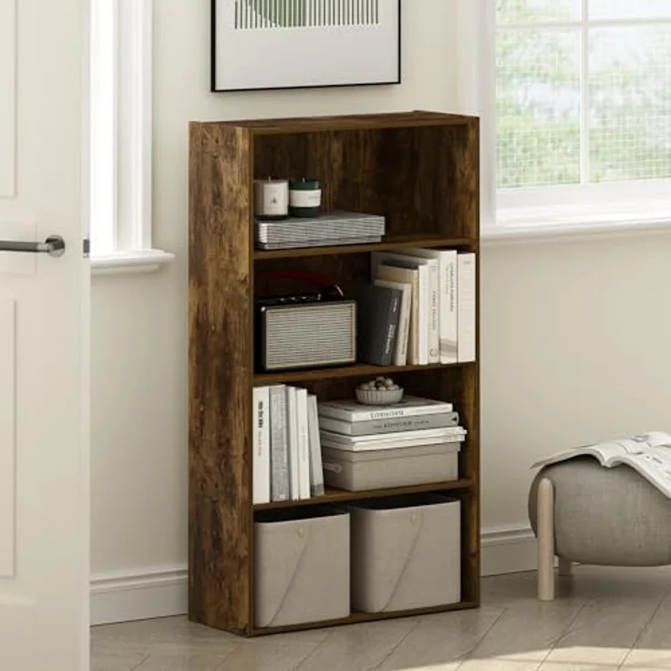 Furinno Pasir 4-stufiges offenes Regal, Bernsteinkiefer – Bild 3