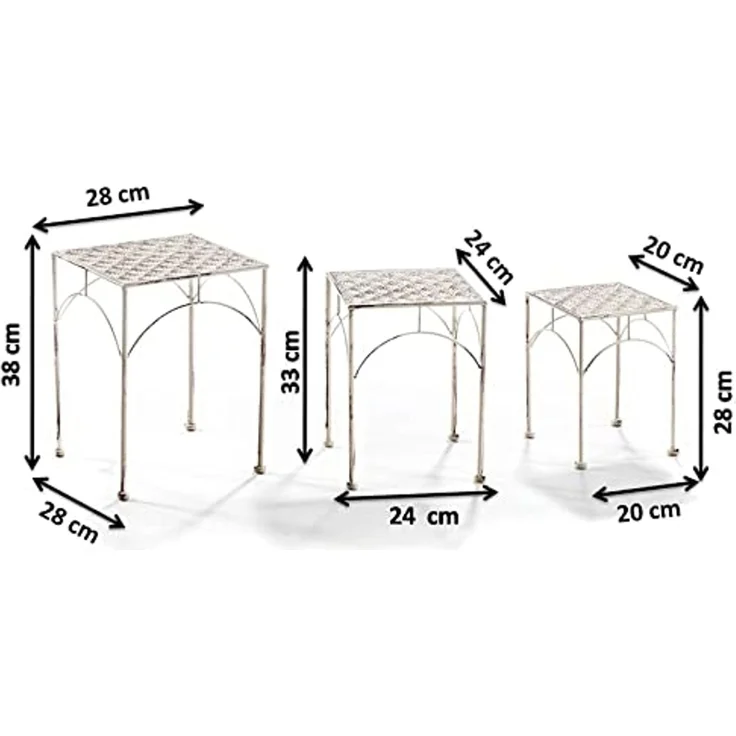 Kobolo Blumenständer Pflanzenständer Dekoständer - 3er Set Antik cream (3 St) – Bild 5