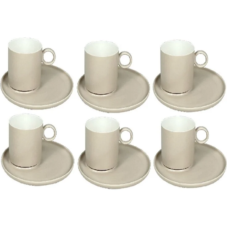 Schäfer Mokka-Service 12-tlg. Set mit 90 ml Tassen und Gebäck-Untertellern Taupe – Bild 2