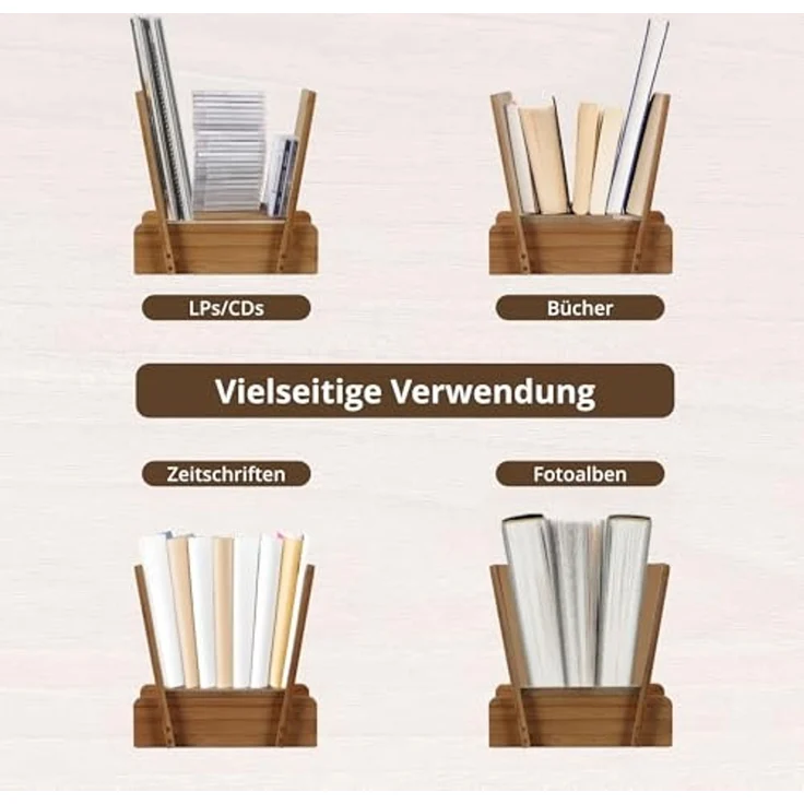 Stagecaptain Aufbewahrungsbox LPSB-40 Bambus LP-Ständer Regal für Schallplatten und mehr (inklusive Schrauben für den Zusammenbau), Platz für bis zu 40 12"-LPs – Bild 3
