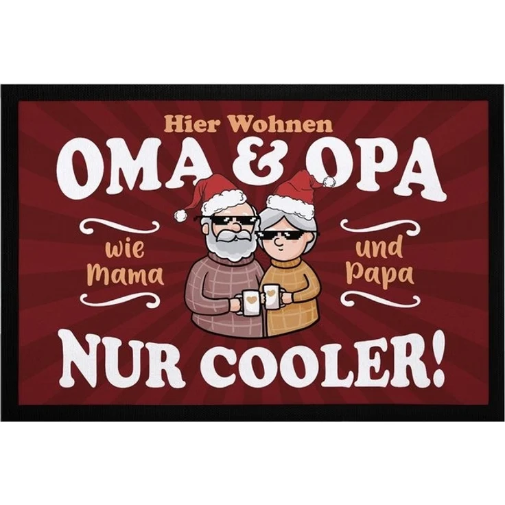 MoonWorks Fußmatte Fußmatte Geschenk Hier wohnen Oma und Opa Großeltern lustige, rechteckig – Bild 4