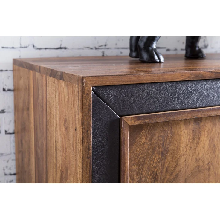 FINEBUY Sideboard FB46382 (160x44x80 cm Massivholz Kunstleder), Kommode Schubladen & Türen, Standschrank Anrichte – Bild 5
