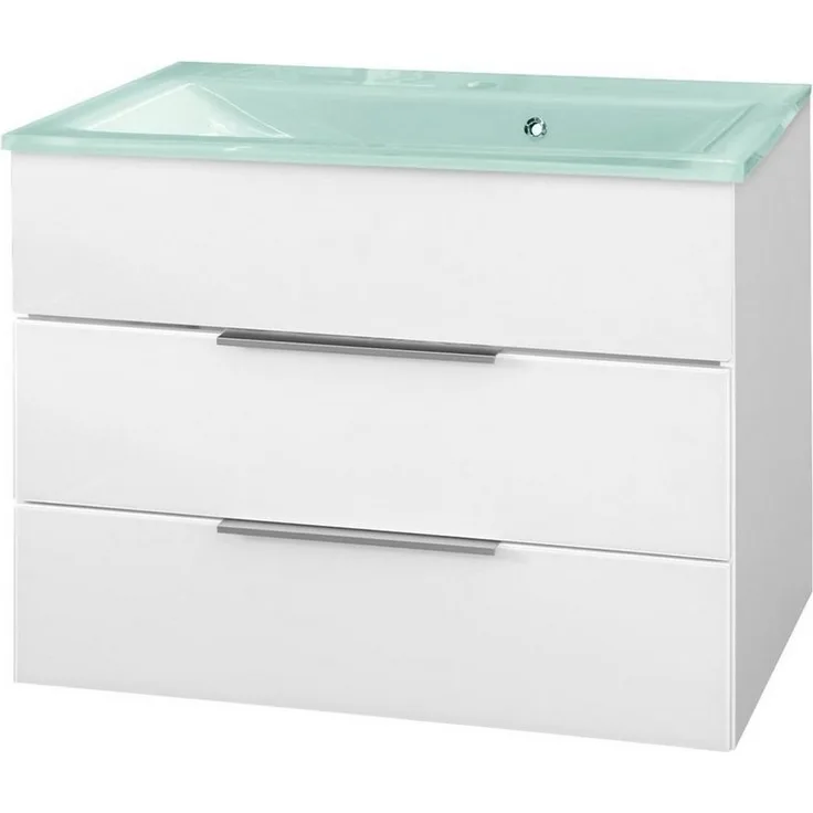 Fackelmann 'Kara' Waschtisch mit Waschbecken und 2 Schubladen, 80 x 60 x 50 cm, Weiß