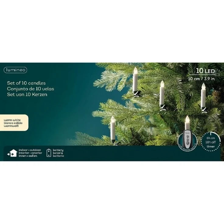 Kaemingk LED-Lichterkette LED Kerzen Dauerbetrieb Outdoor dia1.5cm H. 10cm 1L weiß/warmes weiß – Bild 1