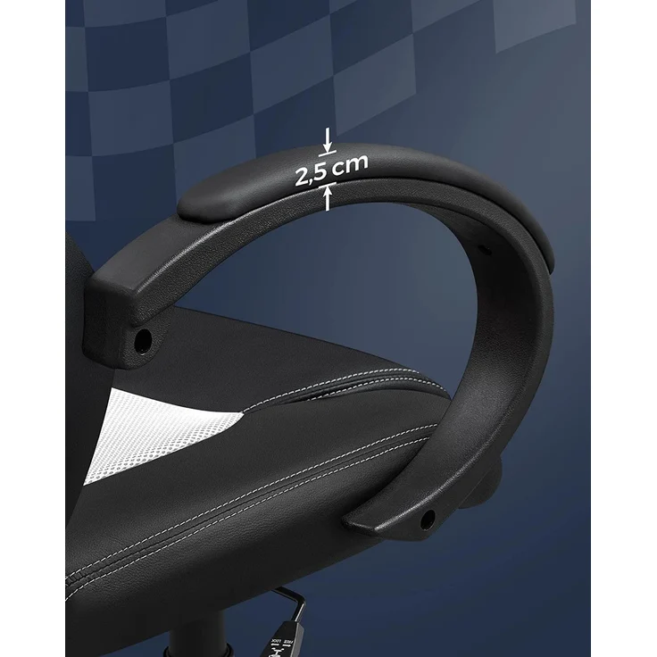 Songmics Racing Stuhl Bürostuhl Gaming Stuhl Chefsessel Drehstuhl PU, schwarz-weiß, OBG56BW – Bild 8