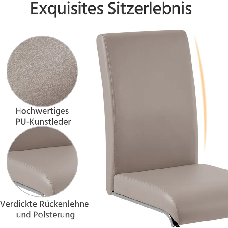Yaheetech 2er-Set Freischwinger, Kunstleder, Hellbraun, 41,5 x 55 x 103 cm – Bild 6