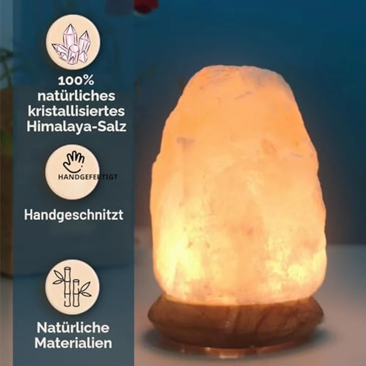 USB -Steinsalz -USB -Lampe - 100% authentisches natürliches Himalaya aus Salt Range Pakistan -Salzkristall - Handgeschnitzt - Holzbasis - USB -Stromkabel - ca. 500 g - Zen'light – Bild 4