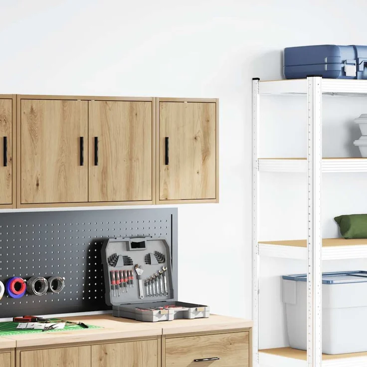 vidaXL Garagen-Wandschrank Artisan-Eiche Holzwerkstoff 860623 – Bild 2