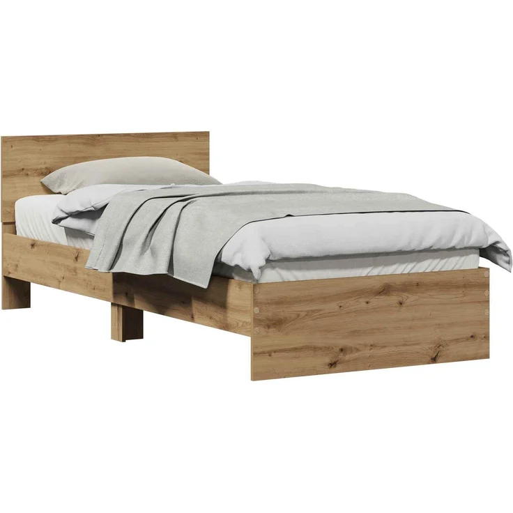 vidaXL Bettrahmen mit Kopfteil Artisan-Eiche 90 x 200 cm Holzwerkstoff 871655 – Bild 1