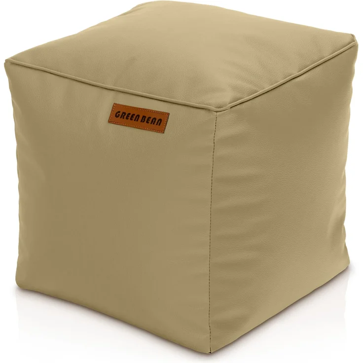 Green Bean® Sitzhocker aus Kunstleder - Pouf mit EPS Perlen Füllung - 40 x 40 cm - perfekte Ergänzung zum Sitzsack - helles Kamel – Bild 1