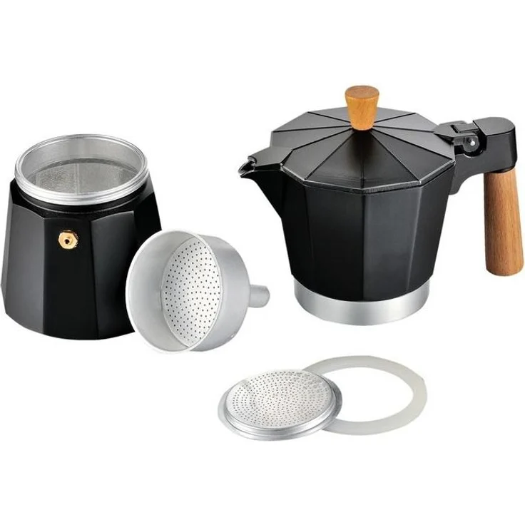 Holiday Travel Espressokocher Alu Campingkocher mit Holzgriff & Holzknauf – Bild 2
