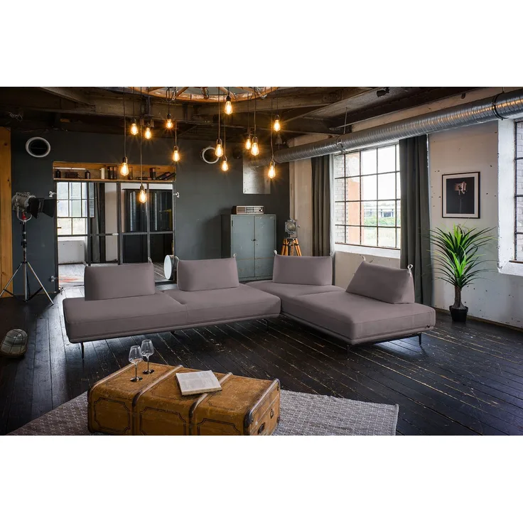 KAWOLA Ecksofa CANE Schlafsofa Daybed Stoff lila 80 x 210 x 310 cm