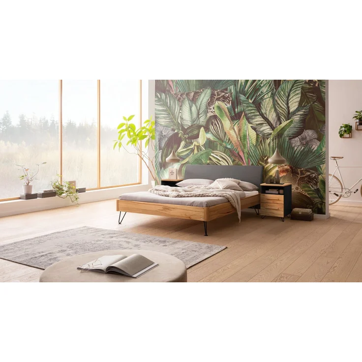 Hasena Massivholzbett Lugano Wildbuche, gepolstert 180x200 cm – Lounge – Bild 2
