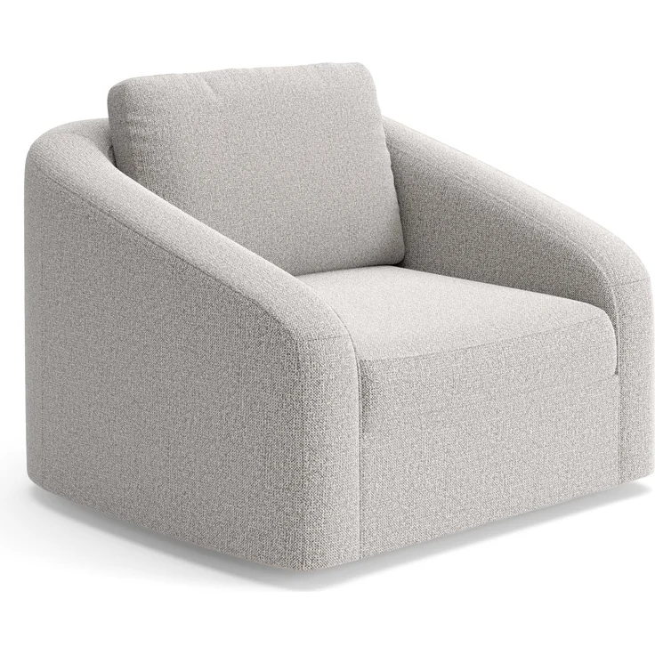 Cavadore Sessel Jawa / Bodennaher Polstersessel fürs Wohnzimmer, passend zur Garnitur Jawa / 116 x 88 x 104 / Chenille, Naturweiß