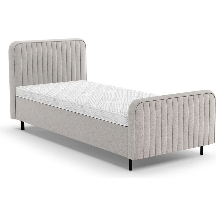 Beautysofa Polsterbett Lami 90x200 Einzelbett mit Bettkasten (Bett in modischen Beige- und Grautönen zur Auswahl, Jugendbett, Kinderbetten mit Stauraum), wahlweise mit Matratze oder ohne Matratze – Bild 2