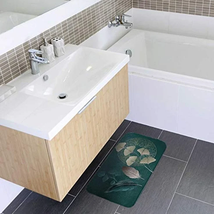 Douceur d'Intérieur, Badteppich (45x75 cm) Ginkoblue, Mikrofaser, Bedruckt – Bild 2