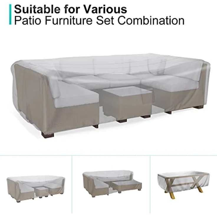 BROSYDA Schutzhülle Gartenmöbel (200 x 160 x 70 cm), Gartenmöbel Abdeckung Wasserdicht 600D ,mit Großem Lufteinlass, Gartenmöbel Abdeckung für Sofa, Tisch, Stühle, Gartentische Terrassenmöbel – Bild 9