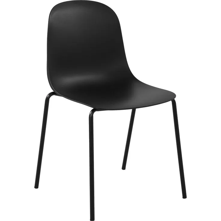 CLP Stapelstuhl Hardin mit ergonomischer Kunststoffschale und stabilem Metallgestell - Farbe:schwarz