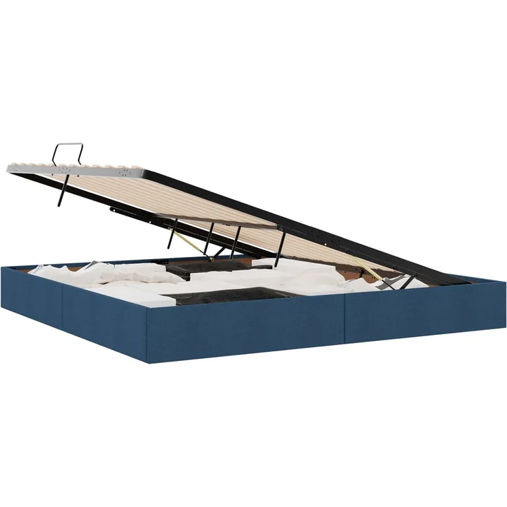 vidaXL Ottoman Bettgestell mit Speicher Blau 200 x 200 cm Stoff 3442849 – Bild 2