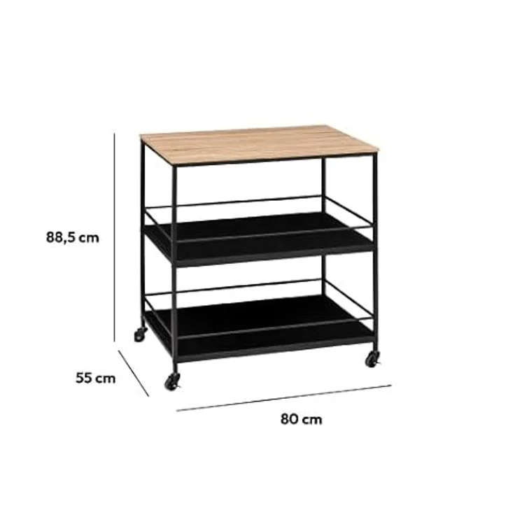 5 five simply smart Servierwagen, groß, 2 Ebenen, Schwarz Aliaj – Bild 6