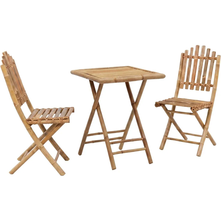 vidaXL Klappbares Garten-Esszimmer Set 3 stk. Natur Bambus 3468662 – Bild 2