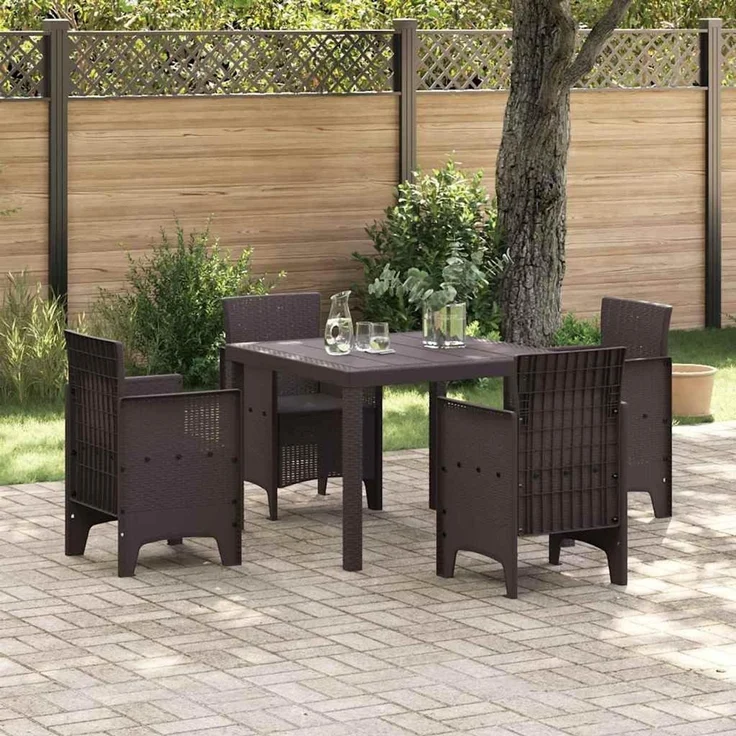 vidaXL Gartentisch Braun 100 x 100 x 73 cm Poly-Rattan 871681 – Bild 2
