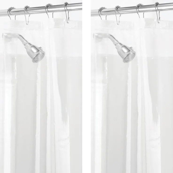 mDesign Duschvorhang Badewannenvorhang 2er-Set 12 Ösen PEVA Vinyl Transparent