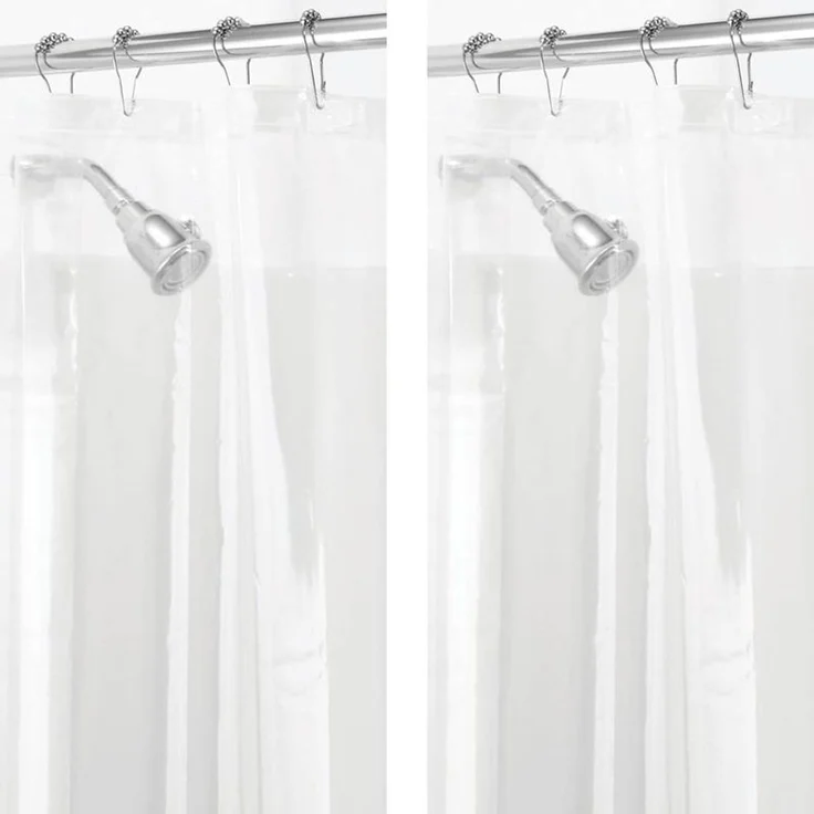 mDesign Duschvorhang Badewannenvorhang 2er-Set 12 Ösen PEVA Vinyl Transparent – Bild 1