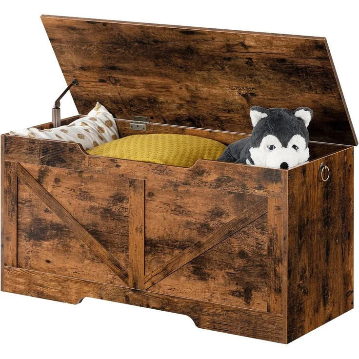 Hoobro Sitztruhe (Truhenbank aus Holz 100×40×50,5 cm, Sitzbank mit Stauraum), Spielzeugtruhe & Aufbewahrungsbox – Bild 5