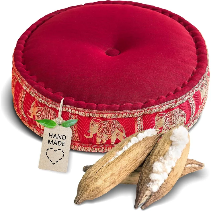 livasia Meditationskissen Zafukissen groß (Deluxe) vegan und handgefertigt, 44x15cm, Kapok – Bild 1