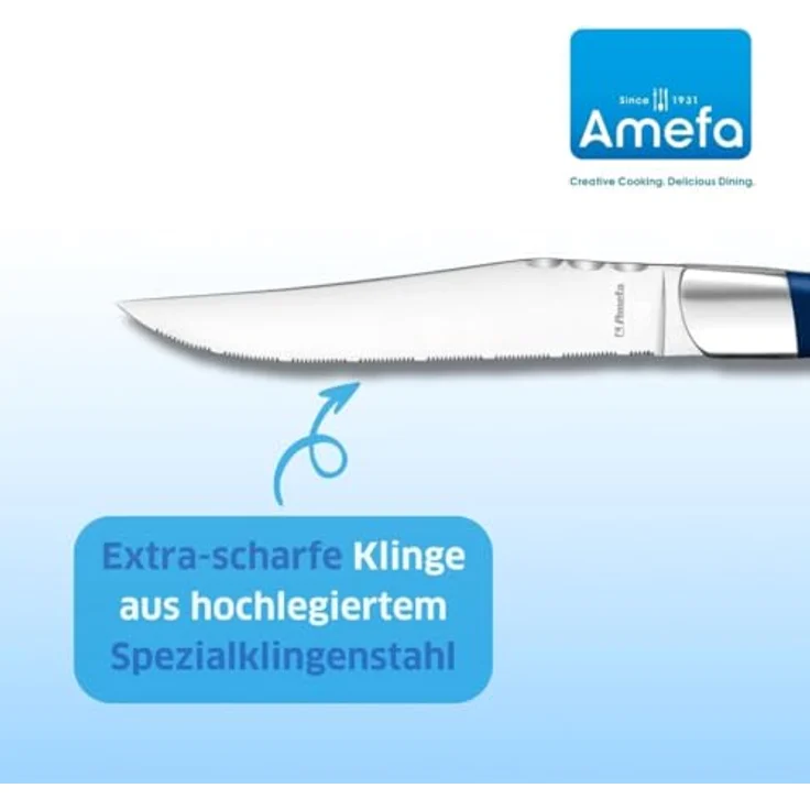 Amefa ROYAL STEAK Steakmesser Set 6-teilig blau hochglanzpoliert – Bild 4