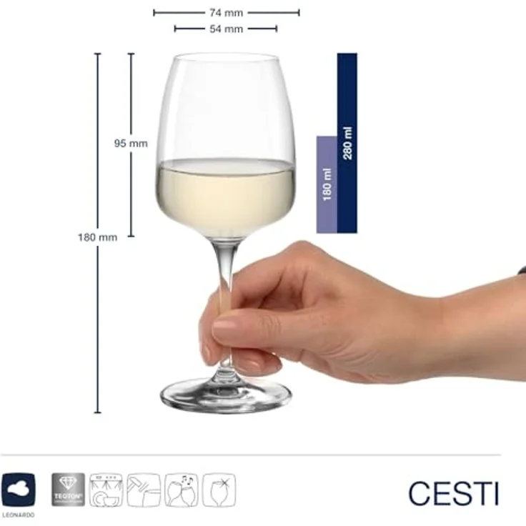LEONARDO Weißweinglas Rieslinggläser CESTI + Poliertuch, 7-tlg, Kristallglas, 6 Riesling-Gläser mit Poliertuch – Bild 3