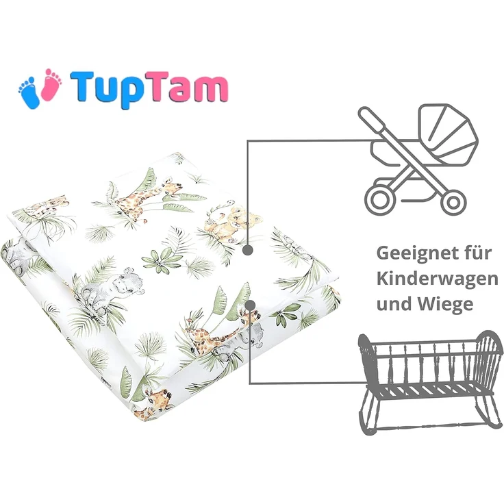 TupTam Babybettwäsche Baby Wiegenset 4-teilig Bettwäsche-Set: Bettdecke Bezug Kopfkissen – Bild 3