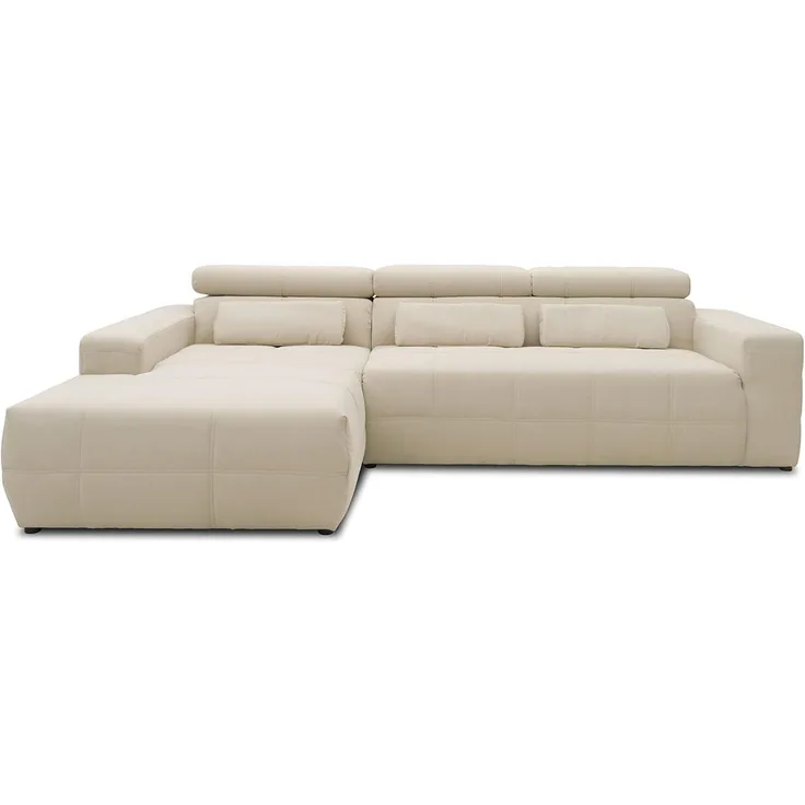 DOMO. collection Brandon Ecksofa, Sofa mit Rückenfunktion in L-Form, Polsterecke, Eckgarnitur, beige, 288 x 228 x 80 cm