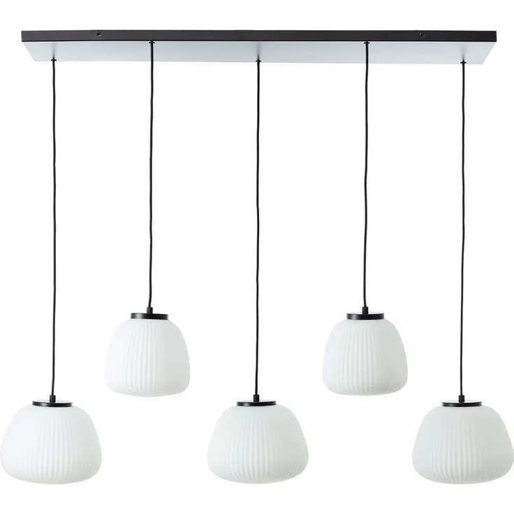 Brilliant Pendelleuchte Kaizen, ohne Leuchtmittel, 150 x 125 x 48 cm, 5 x E27, kürzbar, Riffelglas