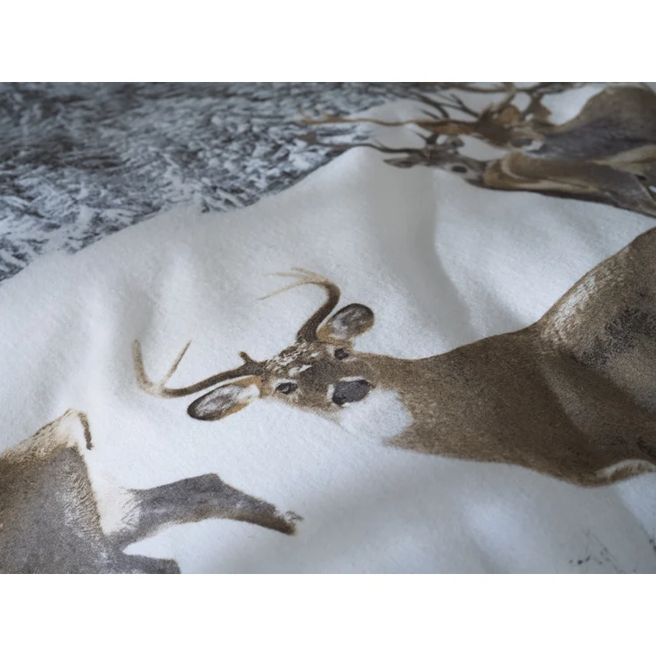 Zo! Home Flanell Bettwäsche 155x220 cm Cervo white Hirsch Wald Winter Bäume – Bild 5