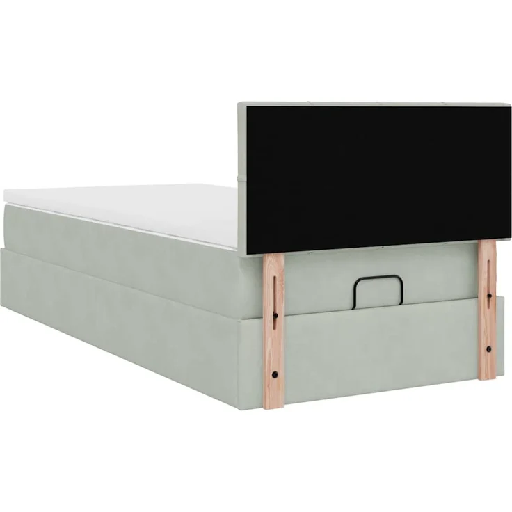 vidaXL Ottoman-Bett mit Matratze & LEDs Hellgrau 80x200 cm Samt 3312584 – Bild 9