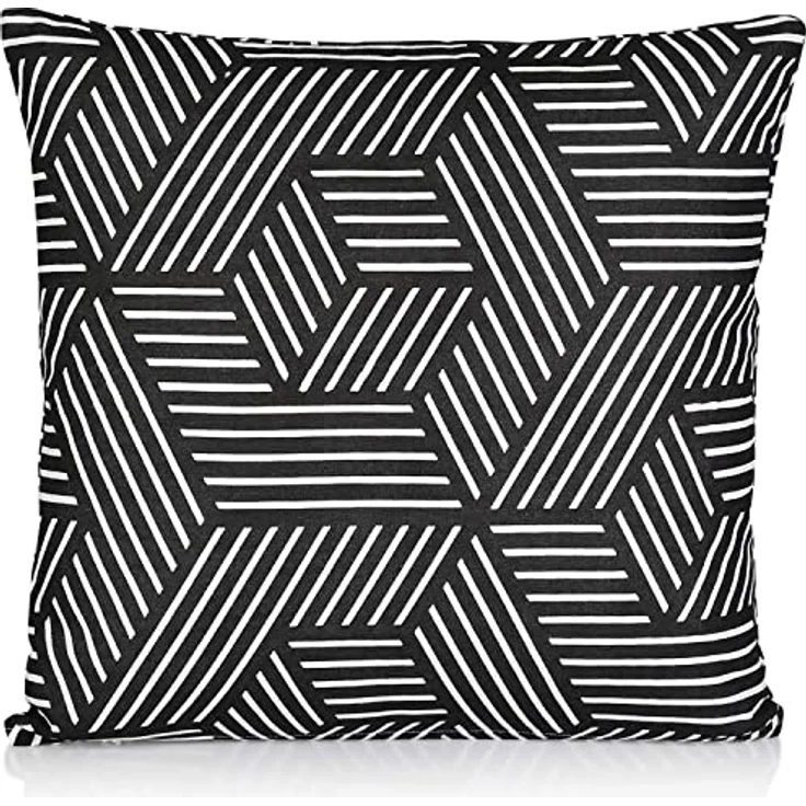 Penguin Home 4Er - Pack Dekorative Quadratische Kissen Aus Baumwolle, Luxuriöse, Stilvolle Für Wohnzimmer, Sofa, Schlafzimmer, Mit Unsichtbarem Reißverschluss, 45X45 cm (18"),Schwarz/Weiß - Mischen – Bild 8
