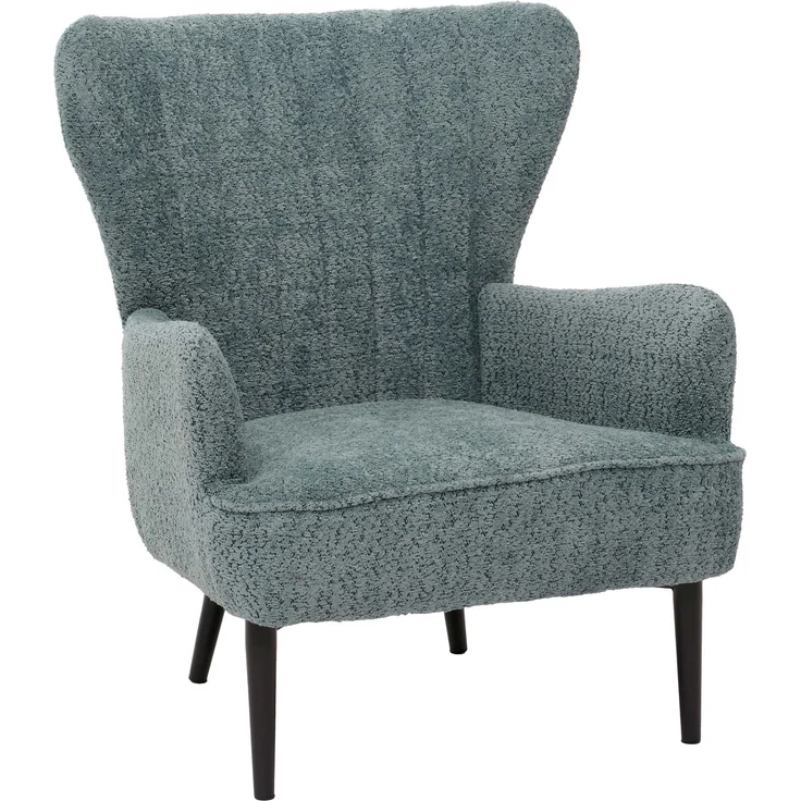 Lounge-Sessel HWC-K37, Cocktail-/Ohrensessel Polsterstuhl Retro Vintage Stoff Chenille (500g/m²) ~ blau-grün – Bild 9