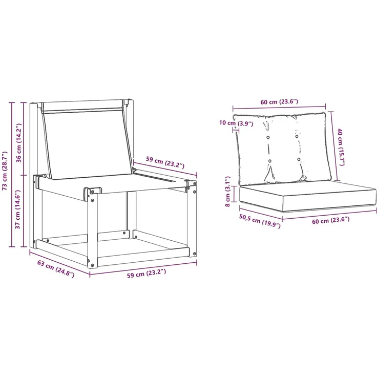 vidaXL 2 Stück Outdoor-Sofagarnitur Massives Akazienholz und Textilene 3436304 – Bild 9