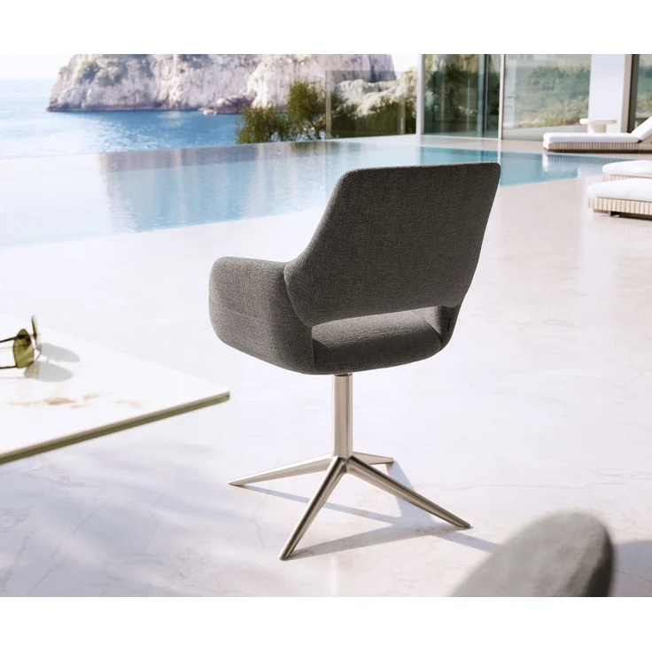 Outdoorstuhl Yago-Flex mit Armlehnen Strukturstoff Graphit Fußkreuz Edelstahl 360° drehbar Wippfunktion – Bild 5