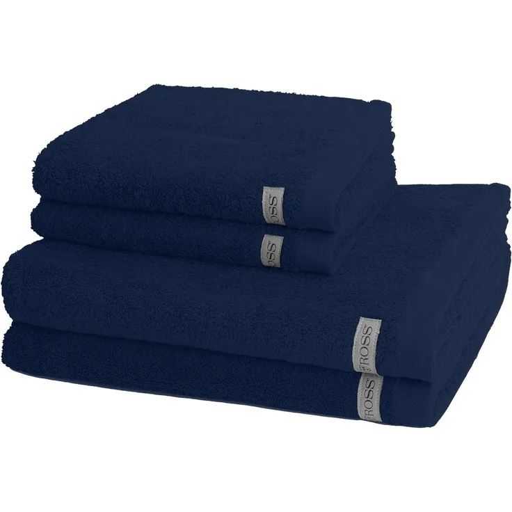 Ross Sinfonie 4 tlg. Frottier-Set - 2 X Handtuch (50 X 100cm) und 2 X Duschtuch (70 X 140cm) - 500 g/m2 - Denim