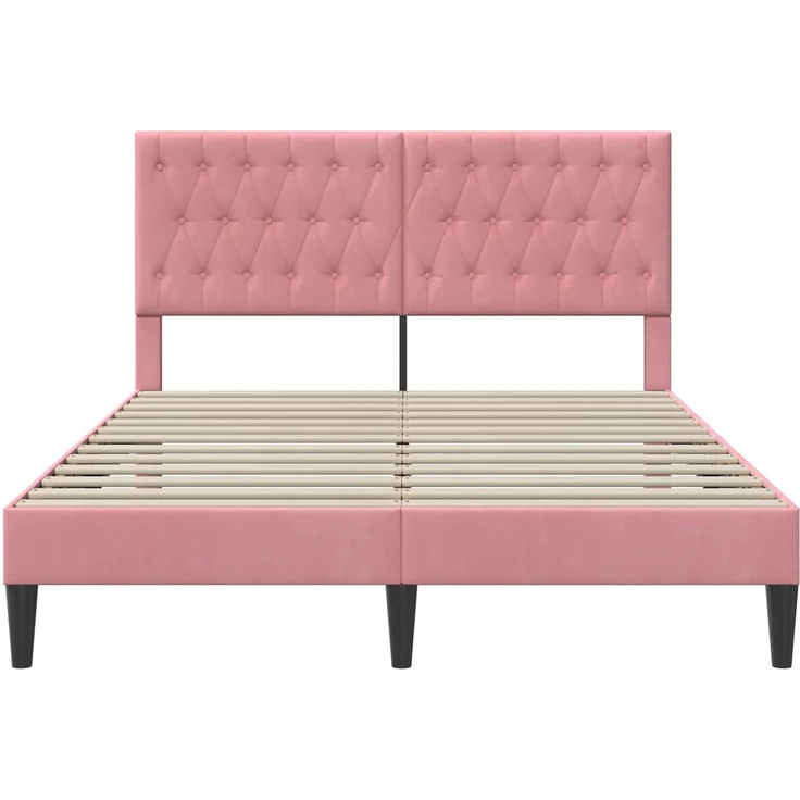 vidaXL Bettrahmen mit Kopfteil Rosa 140 x 190 cm Samt 42027664 – Bild 4