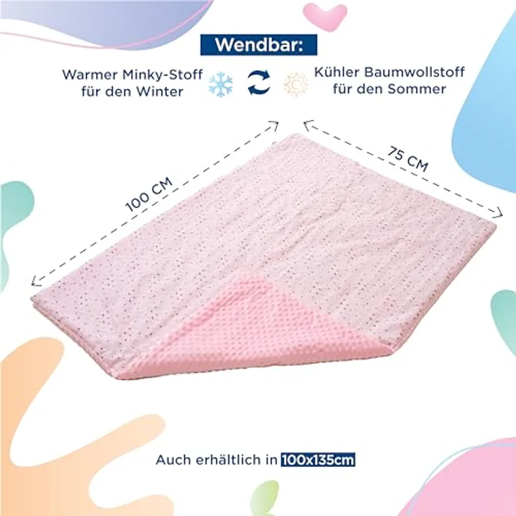 SUPERBE BEBE Baby und Kinderdecke aus weicher Oeko-Tex Baumwolle - 75x100 cm Babydecke für Kinder in 10 Farben - Kuscheldecke Geschenk für Mädchen oder Jungen Wendbar, Weich und Atmungsaktiv – Bild 4