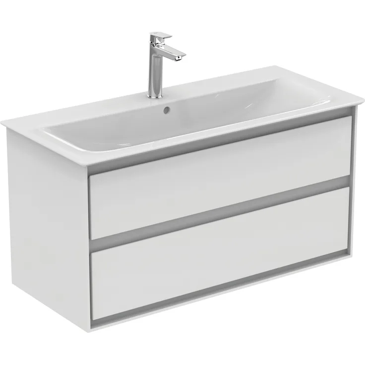 Ideal Standard WT-Unterschrank Connect Air, 1000 mm x 517 mm, 2 Auszüge, wandhängend, in Weiß mit Softclosing-Funktion