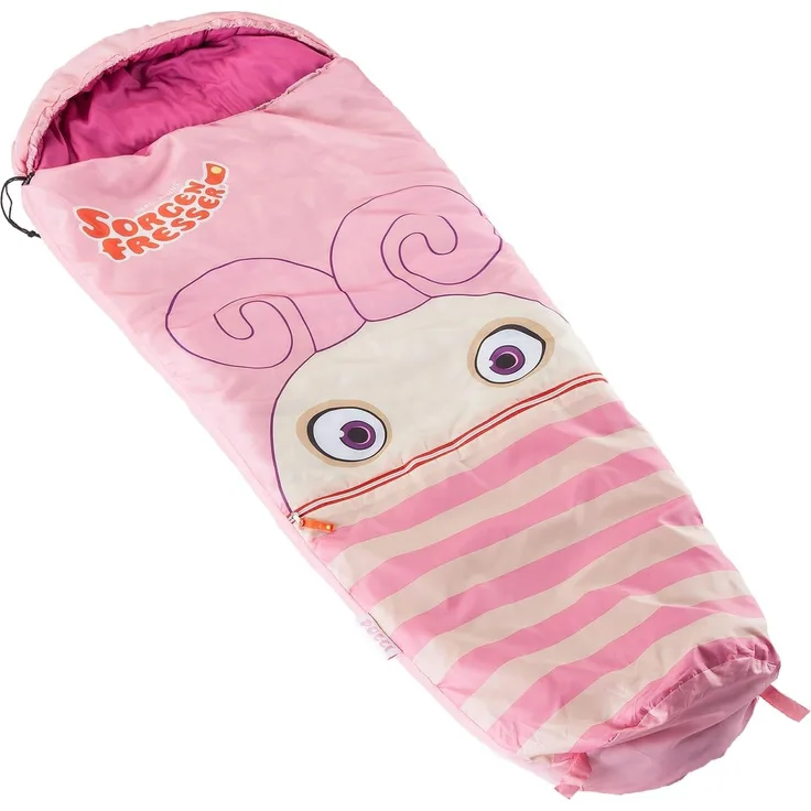 Skandika Kinderschlafsack Sorgenfresser Polli, Großzügige Kapuze mit breitem Rand und Kordelzug, Jungs, Mädchen, Komfortbereich 12 – 3 °C, wasserabweisend, Mund-Tasche